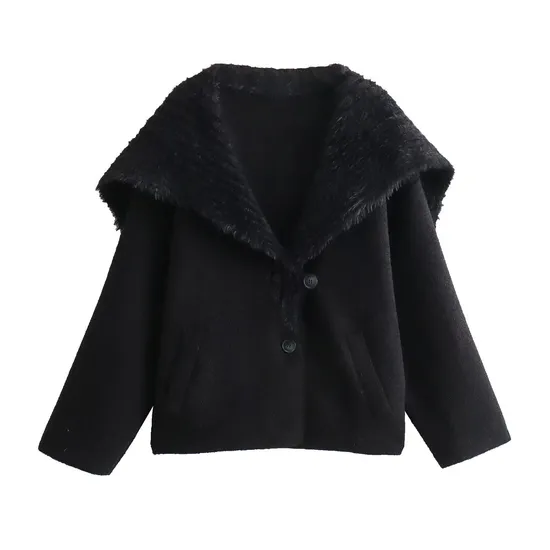 2024 Winter Fashionable and Versatile Imitation Mink Fur Large Lapel Knitted Coat