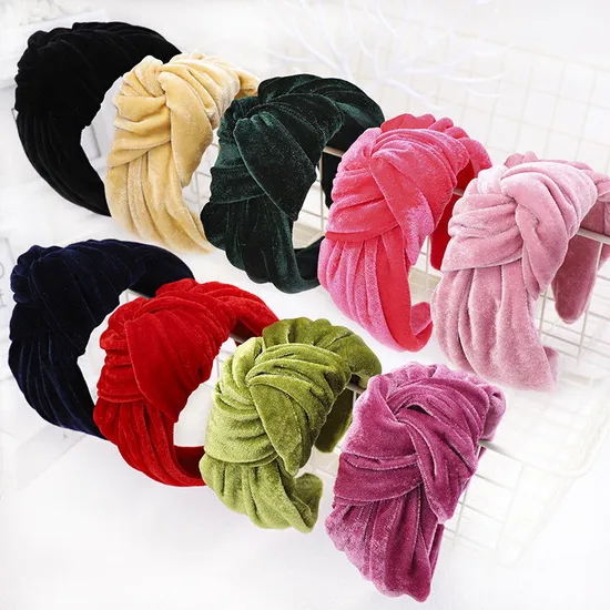 Wholesale Winter Plush Knot Headbands Accessories Faux Fur Furry Knotted Hairbands Hair Hoop for Women