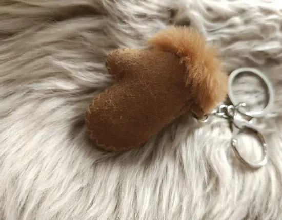 Wholesale Stylish Keychain Sheepskin Suede Genuine Fur High