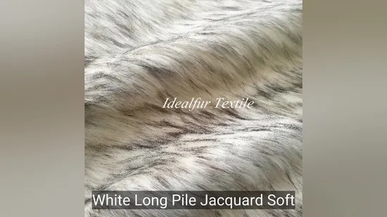 Luxurious White Long Pile Jacquard Faux Fur Fabric for Elegant Upholstery 
