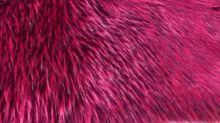 Two Tone Jacquard Luxury Red Faux Raccoon Fur Collar 