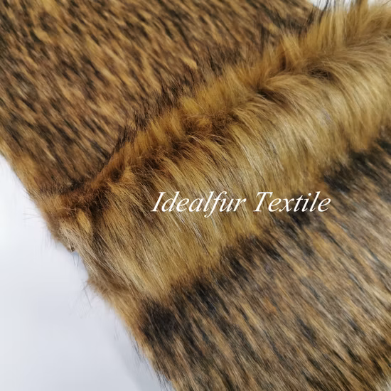 Soft Brown with Black Tips Jacquard Faux Fake Fur