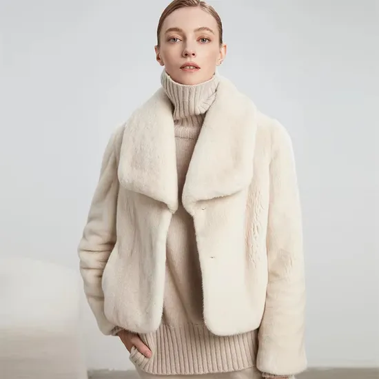 Customfyr Coat Women Ladies Rea Mink Fur Coat 