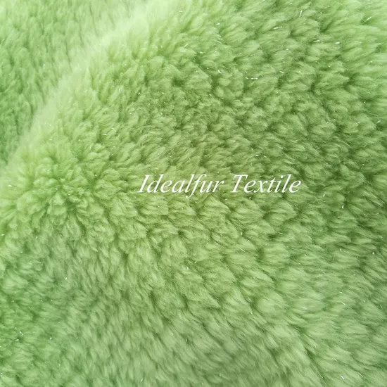 Luxurious Green Faux Fur Throw Blanket with Silver Highlights 