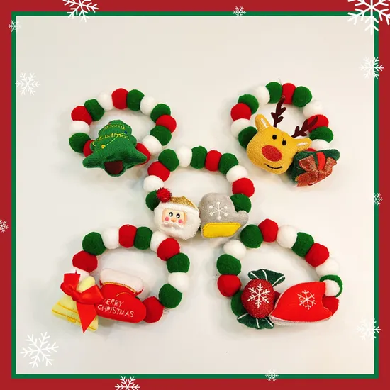 Christmas Tree Elk Fur Ball Dog Cat Pet Collar for Christmas Decorations 