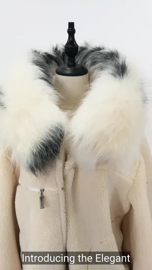Luxurious White Faux Fur Coat with Stylish Yellow Collar 