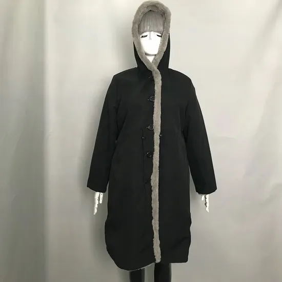 Custom Long Knee Length Faux Mink Fur Coat Hooded Padded Winter Parkas Women Coats Outerwear 