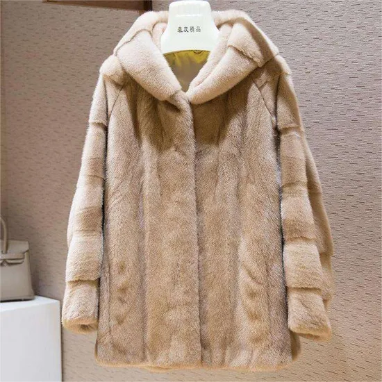 Good Price Luxury Natural Women Genuine Mink Fur Chinchilla Rabbit Fur Coat Stand Collar Winter Warmfur Coat 